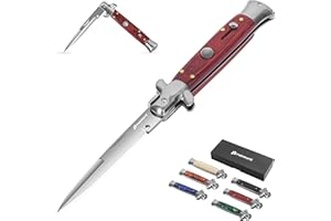 PoktWorld Coltello Pieghevole,Acciaio inossidabile 7Cr17 di Coltello Soccorso Portatile di Sopravvivenza per Caccia,Campeggio attività all'Aperto Multiuso (Legno Rosso)
