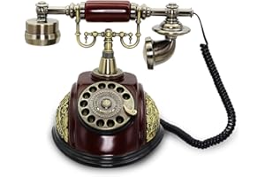 CERRXIAN Retro-Festnetztelefon mit Wählscheibe, Antik-Telefon mit Wählscheibe, Festnetztelefon aus Kunstharzimitat, dekoratives Heimbürotelefon (Copper Color-116AS)