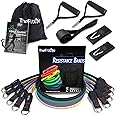 TheFitLife Exercise Resistance Bands with Handles - 5 Fitness Workout Bands Stackable up to 110/150/200/250/300 lbs, Training