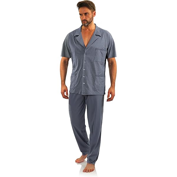 Sesto Senso Heren Pyjama Set Met Knoopsluiting Kotoen Met Zak Lang Mouw Top & Bottom Nachtkleding Pjs M 2385/15 Sesto Senso Heren Pyjama Set Met Knoopsluiting Kotoen Met Zak Lang Mouw Top & Bottom Nachtkleding Pjs M 2385/15