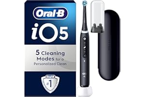 Oral-B iO5 Electric Toothbrushes For Adults, 1 Toothbrush Head & Travel Case, 5 Modes With Teeth Whitening, UK 2 Pin Plug, Black