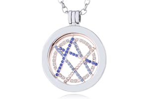 Morella Damen Halskette 70 cm Edelstahl mit Amulett und Coin 33 mm in Schmuckbeutel