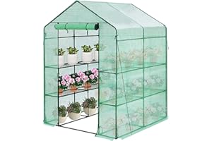 YIRTREE Greenhouse Cover Environmentally Friendly 143x143x195cm Pe with Door for Waterproof Thermal Insulation Rainproof Greenhouses Transparent Ideal Green