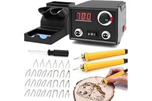 Pyrographie Maschine mit 2 Stifte, Luriseminger 60W Holzverbrennungs mit 30 Pyrography Drahtspitzen, 0-700℃ Einstellbare Temperatur Brandmalerei Lötkolben Set für Holz Leder Bambus
