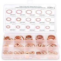 200 stuks koperen schijven assortiment platte sluitringen olieaftapstop afdichtset M5, M6, M8, M10, M12, M14 (9 maten
