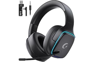 Gvyugke Wireless Gaming Headset für PC, PS5, PS4, Mac, Switch, PS5 Headset Kopfhörer Kabellos Bluetooth 5.3, 2.4GHz Wireless Headset mit Mikrofon, 7.1 Surround Sound, 70 Stunden, RGB Lichter