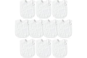 WATINC 10CS - Baberos de algodón absorbente para bebés recién nacidos, para alimentación y dentición, baberos unisex para niños y niñas, regalo de cumpleaños