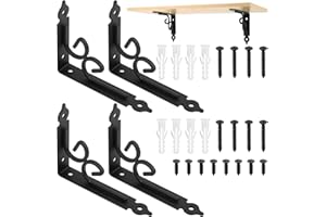 ANBEEISS 4 Stück Regalwinkel Regalträger, Regalhalterung Regalwinkel Schwarz, Schwerlast Regalkonsole, 90 Grad Metallwinkel für Wandhalterung Regalbretter, Antik Schwimmenden Regalhalterungen, 115x150mm