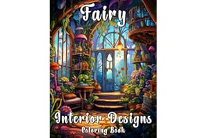 Fairy Interior Designs Coloring Book: A Stress-Relieving Fantasy Interiors Coloring Pages with Enchanted Grayscale Illustrations for Adults and Teens ... Gnome Homes and Castles for Anxiety Relief