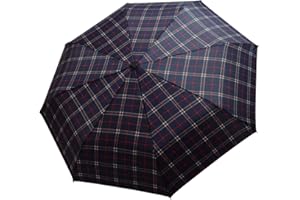 H.DUE.O Ombrello Pieghevole Antivento Robusto. Ombrello Piccolo Automatico Apri Chiudi. Fantasia Classica Scozzese, Custodia Abbinata Con Cerniera [OXFORD]