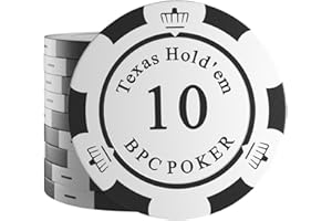 Bullets Playing Cards, Carmela, Fichas de póquer, 25 Unidades, Valor 10-14 g, 4 cm de diámetro, Color Blanco/Negro