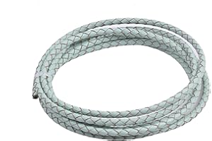 KONMAY 2 Yards 4.0mm Lederband Lederschnur Rund geflochten,Aqua