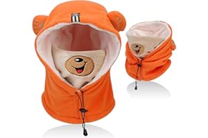 AYPOW Cagoule d'hiver Coupe Vent Enfant, Multifonction Cache-Cou Masque de Ski Bonnet en Polaire Chaude, Balaclava Casquette Chapeau Tour de Cou Écharpe pour Garçons Filles Tout-Petits Plein Air