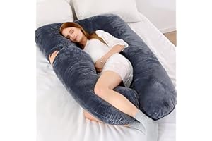HANQ U Shaped Body Pillow, Hypoallergenic Comfortable Pregnancy Pillows For Sleeping, Maternity Pillow For Pregnant Or Nursing Women, Supports Back, Hips, Legs & Belly (Nero)