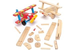 Baker Ross EF657 3D Wooden Aeroplane Kits — Ideal for Kids' Arts and Crafts, Gifts, Keepsakes and More (Pack of 2)