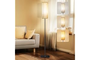 CRLL Lámpara de Pie, Minimalista Lámparas de Pie para Salon con 3 Temperaturas de Color & Bombilla LED, Lampara Pie con Pantalla de Lino, Lámpara para Dormitorio, Sala de Estar, Oficina, Lectura, 170cm