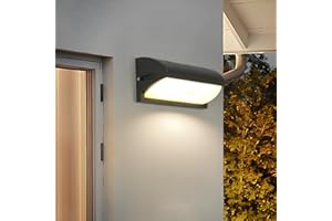 Goeco Applique da Parete Esterno LED, 18W Nero Lampade da Esterno Parete, IP65 Impermeabile Applique da Esterni in Alluminio per Garage, Patio, Balcone, Luce bianca calda 3000K