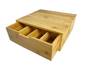 Woodquail Kitchen Stand with Drawer, Coffee Maker Machine Holder, Tea Pod Storage, Kitchen Appliances Organiser, Made of Natural Bamboo