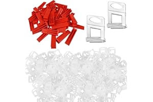 TUAKIMCE 600PCS Tile Leveling System 2mm Set, 500 x Tile Spacer Clips + 100 x Reusable Wedges,Tiles Spacers Clips Levelling System Tile Installation Tool for Stones and Floors