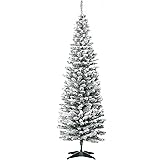 HOMCOM Albero di Natale Artificiale Innevato 180cm con Rami 390, Base Rimovibile Decorazioni Natalizie