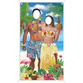 Toile De Fond Hawaïenne Aloha Luau 6x3.6ft - Bannière Tropicale Pour Fête Plage, Anniversaire, Mariage, Photobooth Aloha