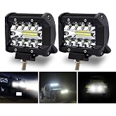 Safego LED Spotlights 12V 4" 60W LED Spotlights Tractor Headlight Work Led Car Spotlights 6500K IP67 Waterproof Fog Light for