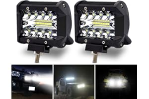 Safego Faro da Lavoro LED 4" 60W 4800LM Faretto Faro Spot Luci da Lavoro a LED Proiettore Fendinebbia Luci Off Road Impermeabile IP67 per Trattori Auto SUV ATV Camion Barca Spotlight 12V 24V, 2PCS