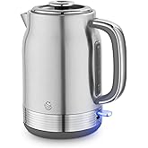 Swan SK19025SS Retro Jug Kettle, Rapid Boil, Removable Limescale Filter, Easy Pour, 360 Degree Base, Water Indicator Window a