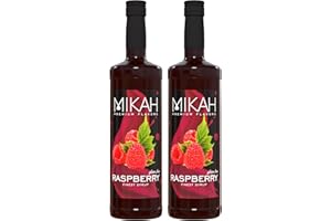 Mikah - Premium Flavors - Raspberry (Lampone) x2 | Sciroppo Per Drink e Dessert | Uso Professionale | 2 Bottiglie da 1 Litro (2x1000ml)