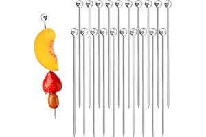 Menibeuty 20x Pique Aperitif, 11cm Brochettes à Cocktail en Acier Inoxydable Pique-Fête Réutilisable, pour Amuse-Gueules Fruits Cocktail Hamburgers