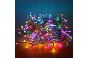 Luccika Catena Luminosa LED 31V con 8 Effetti di Luce, Luci Natalizie per Albero di Natale e Esterno IP44, Cavo Trasparente (Multicolore, 9M 180LED)