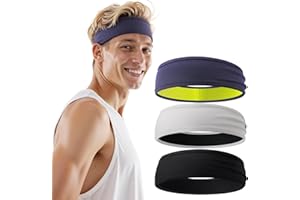 EasYoung Men's Headband 3 Pack, Sweatband and Sports Headband for Running, Cycling, Basketball, Cross Training, Fitness Workout