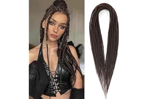 FANWYFYU Dreadlocks Extensiones de doble extremo, delgadas, 0,6 cm, 24 pulgadas, 10 hebras/paquete, pelo sintético trenzado, rastas suaves, reggae, hip-hop, estilo hippie