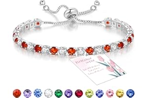 Suyi Tennis Bracelet Birthstone Cubic Zirconia Bracelet Silver Silder Bracelet Birthday Jewellery