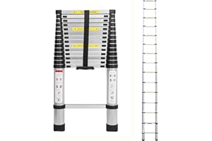 FEIDAK 2,6M/3,2M/3,8M/4,4M Teleskopleiter Aluleiter Klappleiter Ausziehleiter,Teleskop-Design,aus hochwertigem Aluminium,Mehrzweckleiter Rutschfester Tragbar Leichte Leiter 150 kg Tragfähigkeit