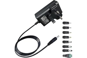 OXZEEWEE 24V 1A 24W 1.8M/6Ft Long Power Supply Adapter, AC DC Switching Adapter (Input 100-240V, Output 24Volt 1Amp 1000mA), Wall Mount Transformer Plug with 8 Interchangeable Tips, UKCA Listed