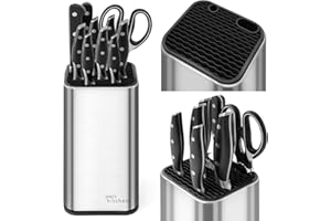 Joeji's Kitchen Uchwyt na nóż bez noża, uniwersalny stojak na noże kuchenne ze stali nierdzewnej, blok noży kuchennych