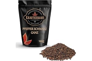 ‎KRAUTSCHMAUS 120g Pfeffer schwarz ganz von Krautschmaus, ganze Pfefferkörner für Pfeffermühle, Pfeffer schwarz grob, ohne Zusatzstoffe