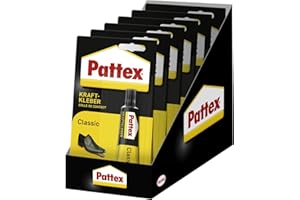 Pattex Kraftkleber Classic, extrem starker Kleber für höchste Festigkeit, Alleskleber für den universellen Einsatz, hochwärmefester Klebstoff, 6 x 30g