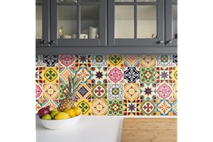 Sirface Peel & Stick Vinyl Tiles - TILE MIX - Pack of 24: Easy DIY Installation - Home Décor Decals - Durable & Stylish Coverings (TALAVERA, 10 CM)