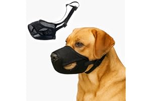 Colenumone Traspirante Maglia Cane Museruola - Anti-morso, Masticare & Scavenging, Regolabile No-sfregamento Trim per Cani di Piccola/Media/Grande Taglia (S-XL) (Nero,M)