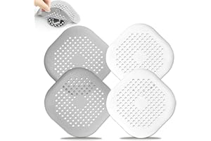 Dreamark Abfluss sitko do włosów, silikonowe, z 4 przyssawkami, sitko odpływowe do łazienki, wanny, kuchni, umywalki i zlewozmywaka (4 sztuki, szare, białe)