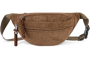 Aucuu Riñonera Mujer de Pana, Bolsa de Cintura, Riñonera Running Mujer y Hombre, Bolsa Viaje, con Deportiva Ajustable e Impermeable para Actividades al Aire Libre y Viajes-Marrón