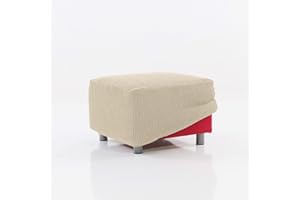 MAXIFUNDAS FUNDAS DE SOFA & CHAISE LONGUE MAXIFUNDAS - Funda de Puff RELIVE Beig. Válido para Puffs de 40 a 60 cm Cada Lado
