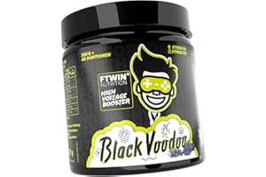 ‎EURHOVITAL FTWIN HIGH VOLTAGE BOOSTER | Für GAMER und E-SPORTLER | REFLEX – FOCUS – ENERGY – ENDURANCE | 320 g = 40 Portionen (320 g, Black Voodoo)