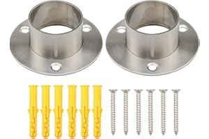 Pxyelec Stainless Steel Closet Rod Flange Holder for Diameter 1.5 inch (38 mm ) Steel Pipe, Pack of 2
