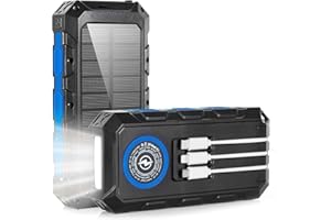 Coollia Solar Powerbank 30000mAh Wireless Solar Powerbank mit 2-Port USB und Schnellladung Type C Ausgängen, Tragbares Outdoor Wasserdichtem Power Bank Solarpanel Kompatibel für Tablet Smartphone