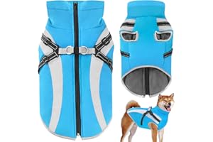 Oslueidy Waterproof Dog Coat with Harness,Winter Warm Jacket Windproof Pet Clothes Snowsuit Dog Jackets for Small Medium Large Dogs XL-6XL