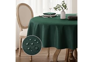 Softalker Obrus okrągły, 160 cm, Boże Narodzenie, zielony, zmywalny, z materiału GSM o gramaturze 210 g/m², odporny na działanie wody, na sylwestra, do ogrodu, na zewnątrz, jesień, rozpoczęcie szkoły,