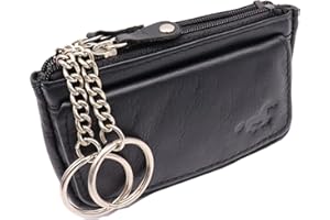 Safekeepers Key Bag - Key Case, Coin Purse, 2 Zip Compartments, Key Pocket - Made of Genuine Leather
